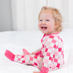 Dreamy Pink Checkers Dream Romper | Milk & Baby