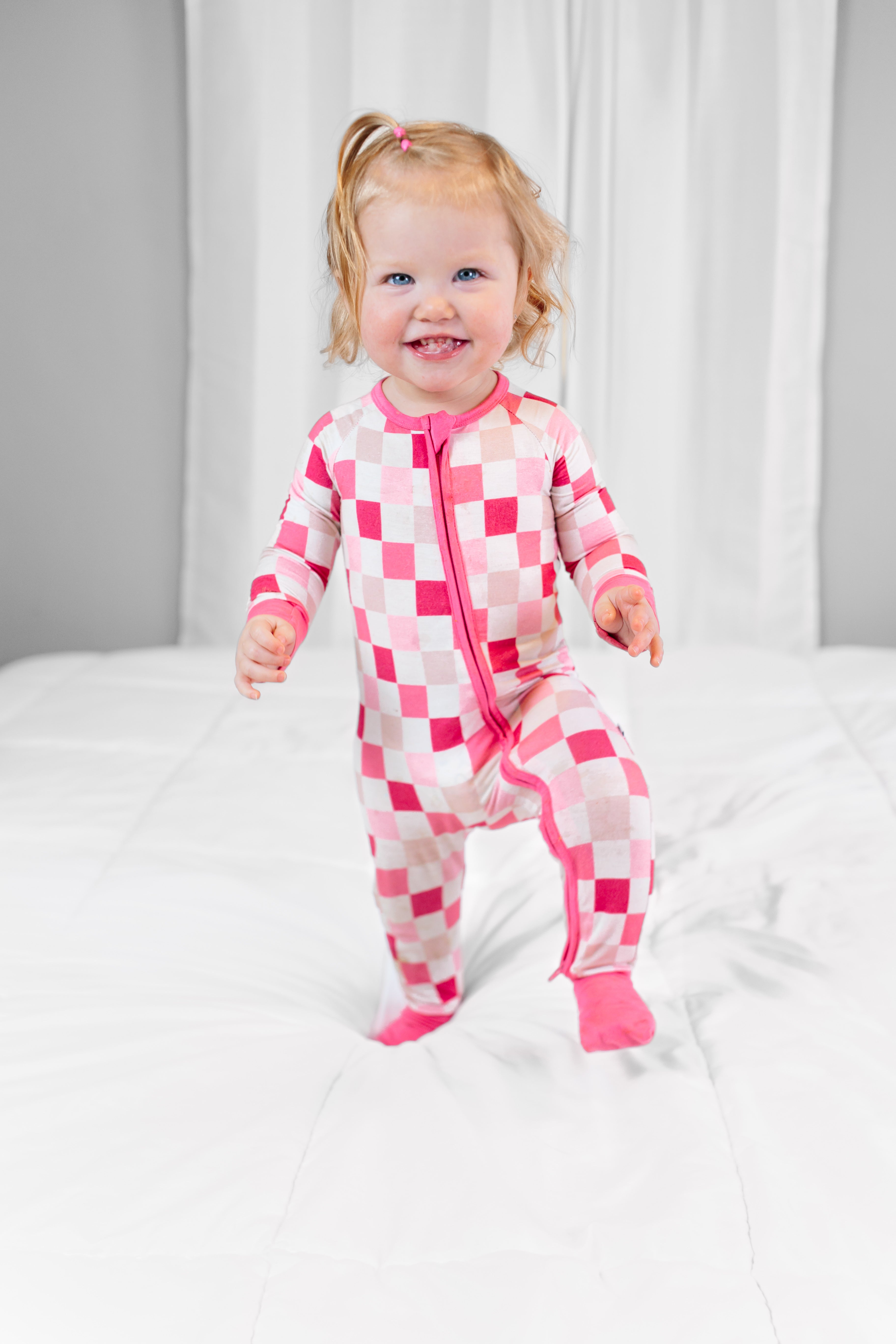 Dreamy Pink Checkers Dream Romper | Milk & Baby
