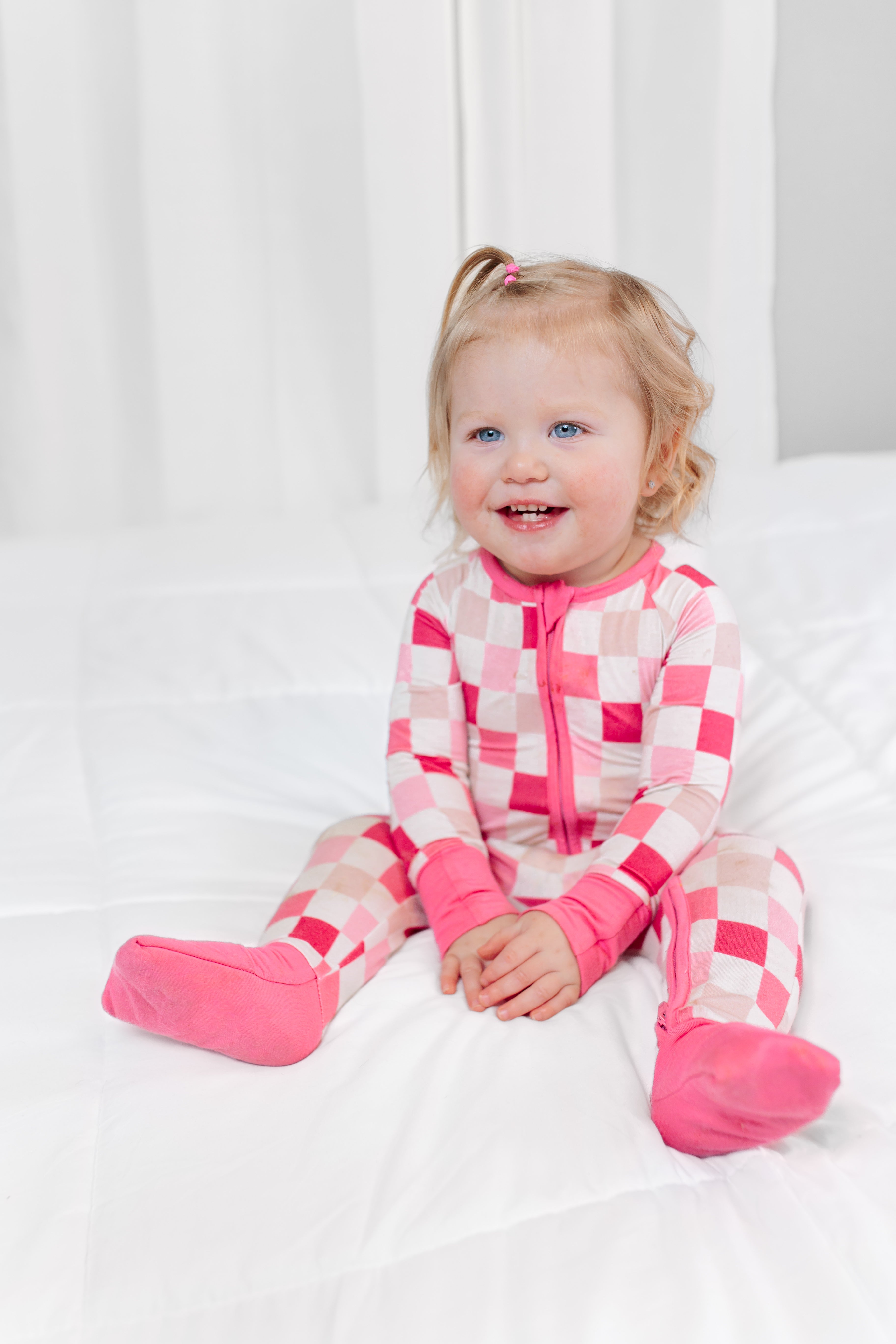 Dreamy Pink Checkers Dream Romper | Milk & Baby