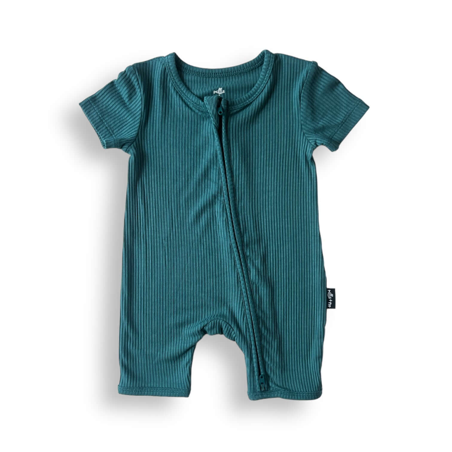 Peacock Ribbed | Shortie Romper | Milk & Baby