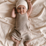 Luna + Luca Rib Detail Short Romper - Heather Beige | Milk & Baby