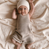 Luna + Luca Rib Detail Short Romper - Heather Beige | Milk & Baby