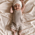 Luna + Luca Rib Detail Short Romper - Heather Beige | Milk & Baby
