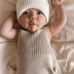 Luna + Luca Rib Detail Short Romper - Heather Beige | Milk & Baby