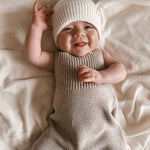 Luna + Luca Rib Detail Short Romper - Heather Beige | Milk & Baby