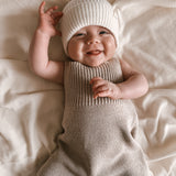 Luna + Luca Rib Detail Short Romper - Heather Beige | Milk & Baby