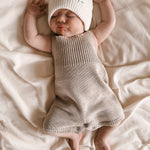 Luna + Luca Rib Detail Short Romper - Heather Beige | Milk & Baby