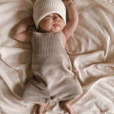 Luna + Luca Rib Detail Short Romper - Heather Beige | Milk & Baby