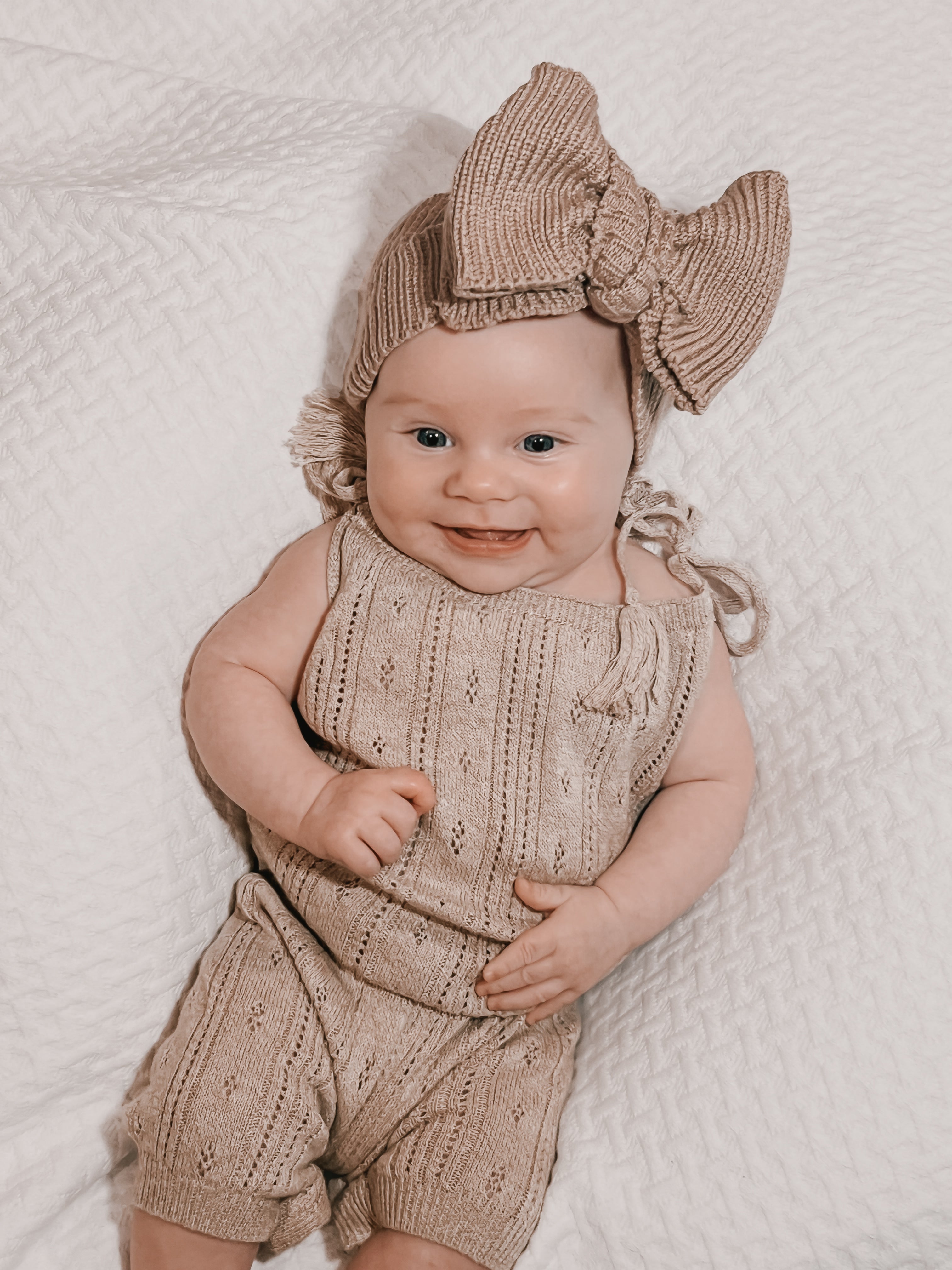 Luna + Luca Pointelle Romper - Heather Beige | Milk & Baby