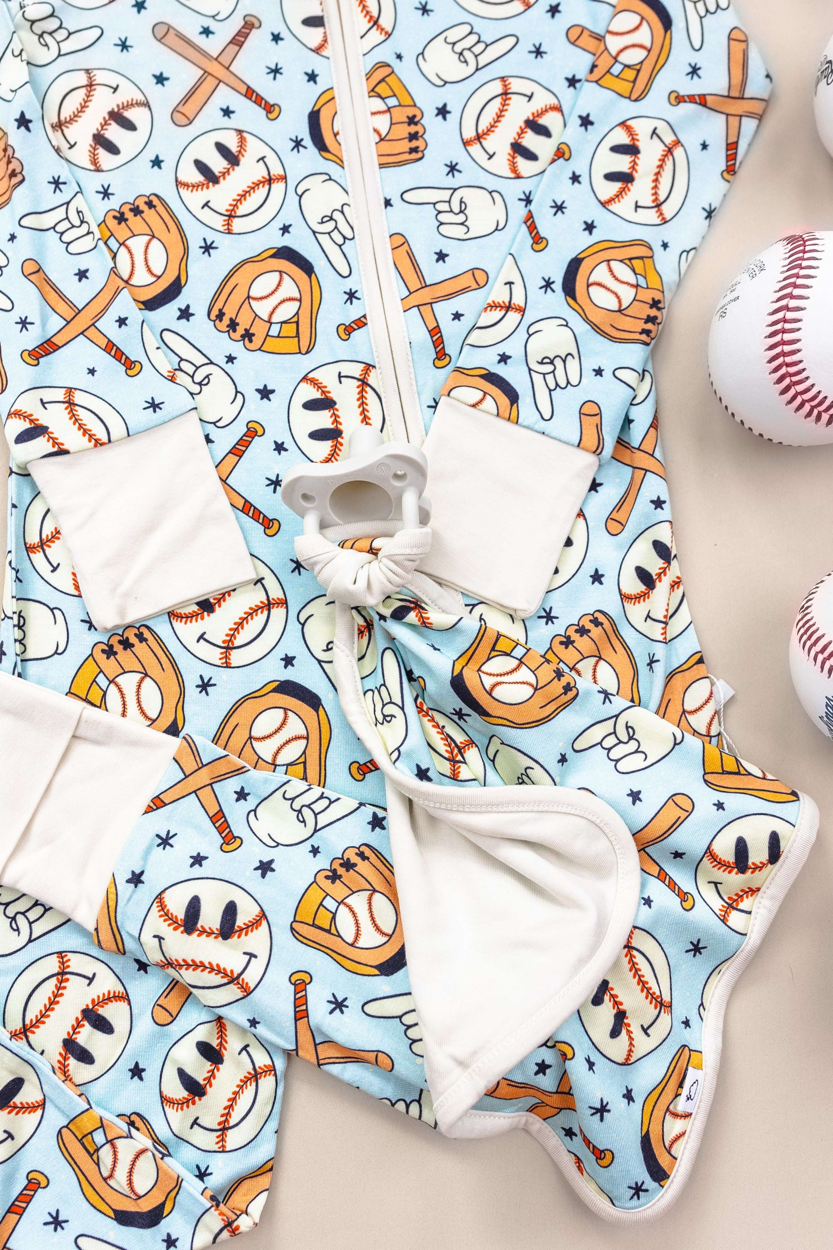 Baseball Smiley Dream Baby Romper Milk & Baby