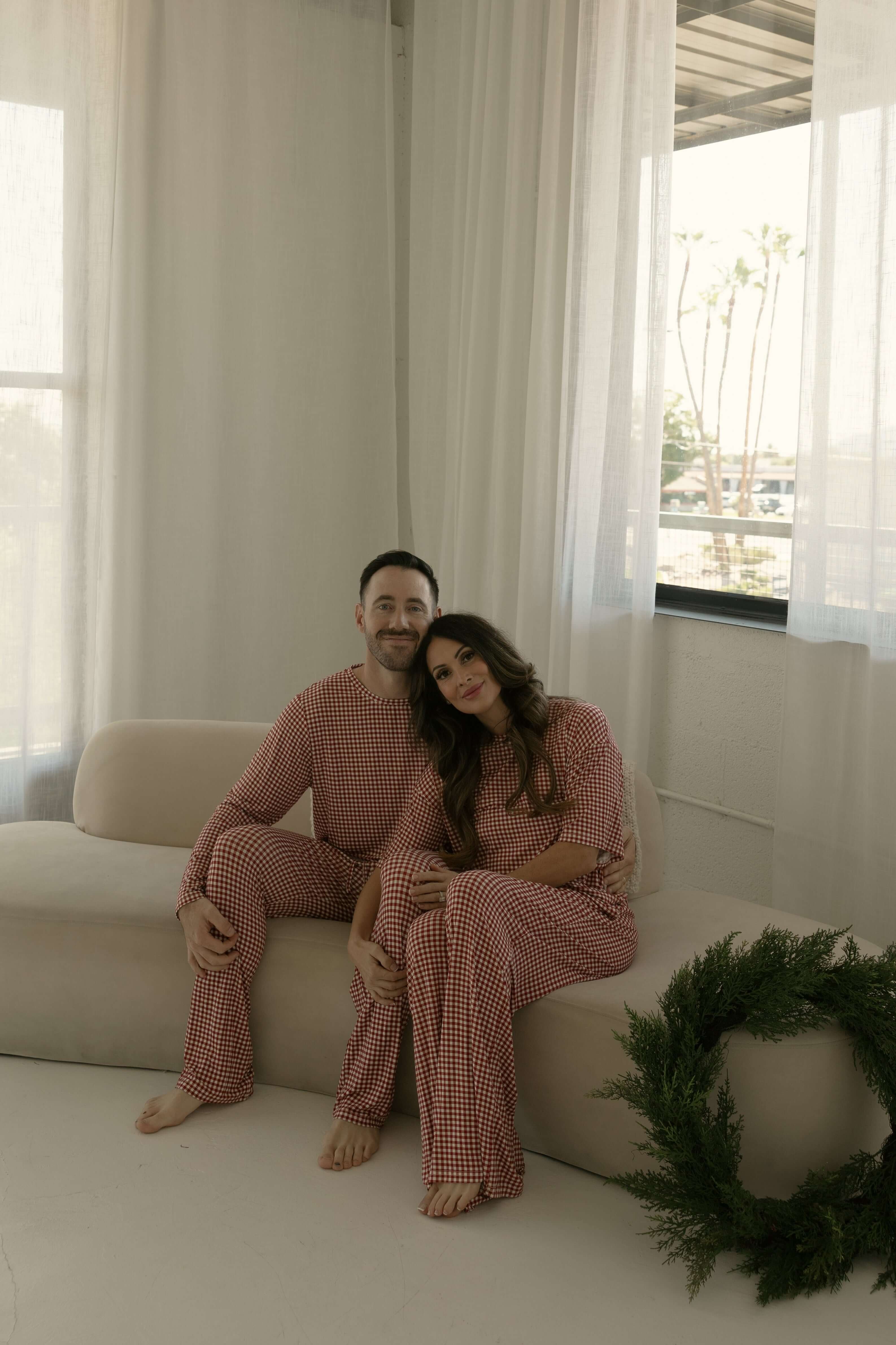 Men's Bamboo Pajamas | Red Gingham | Milk & Baby