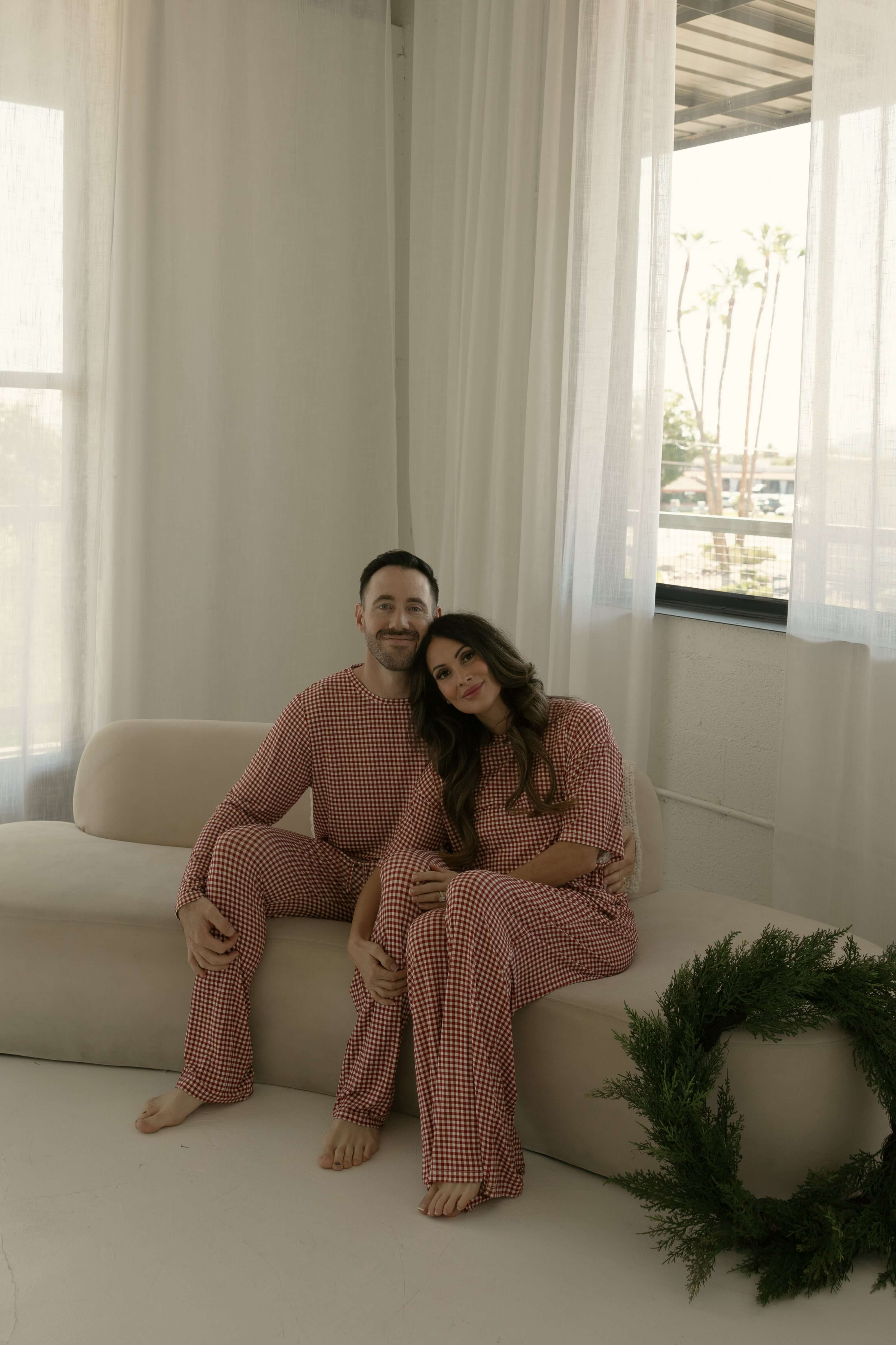 Men's Bamboo Pajamas | Red Gingham | Milk & Baby