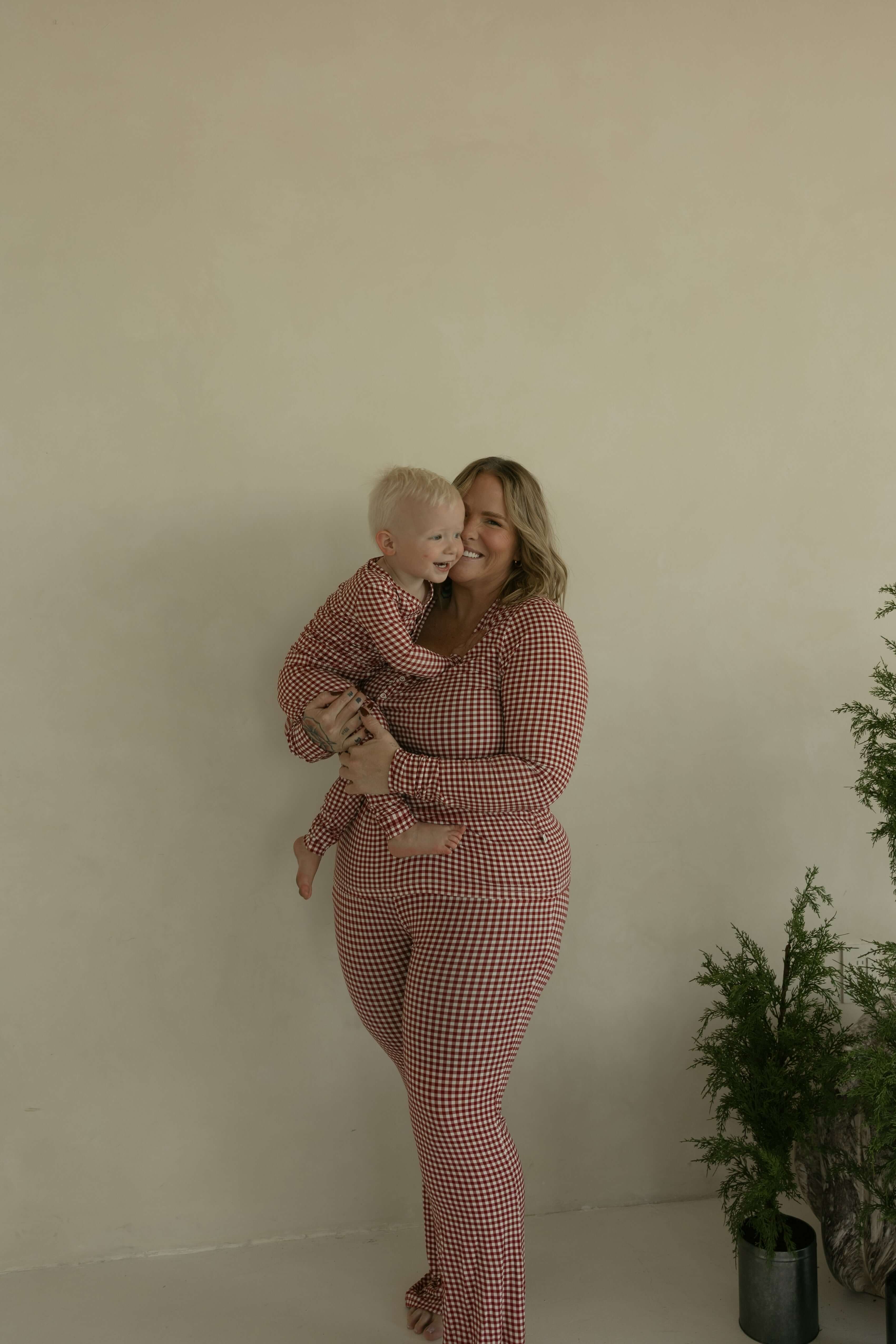 Women's Bamboo Pajamas | Red Gingham | Milk & Baby