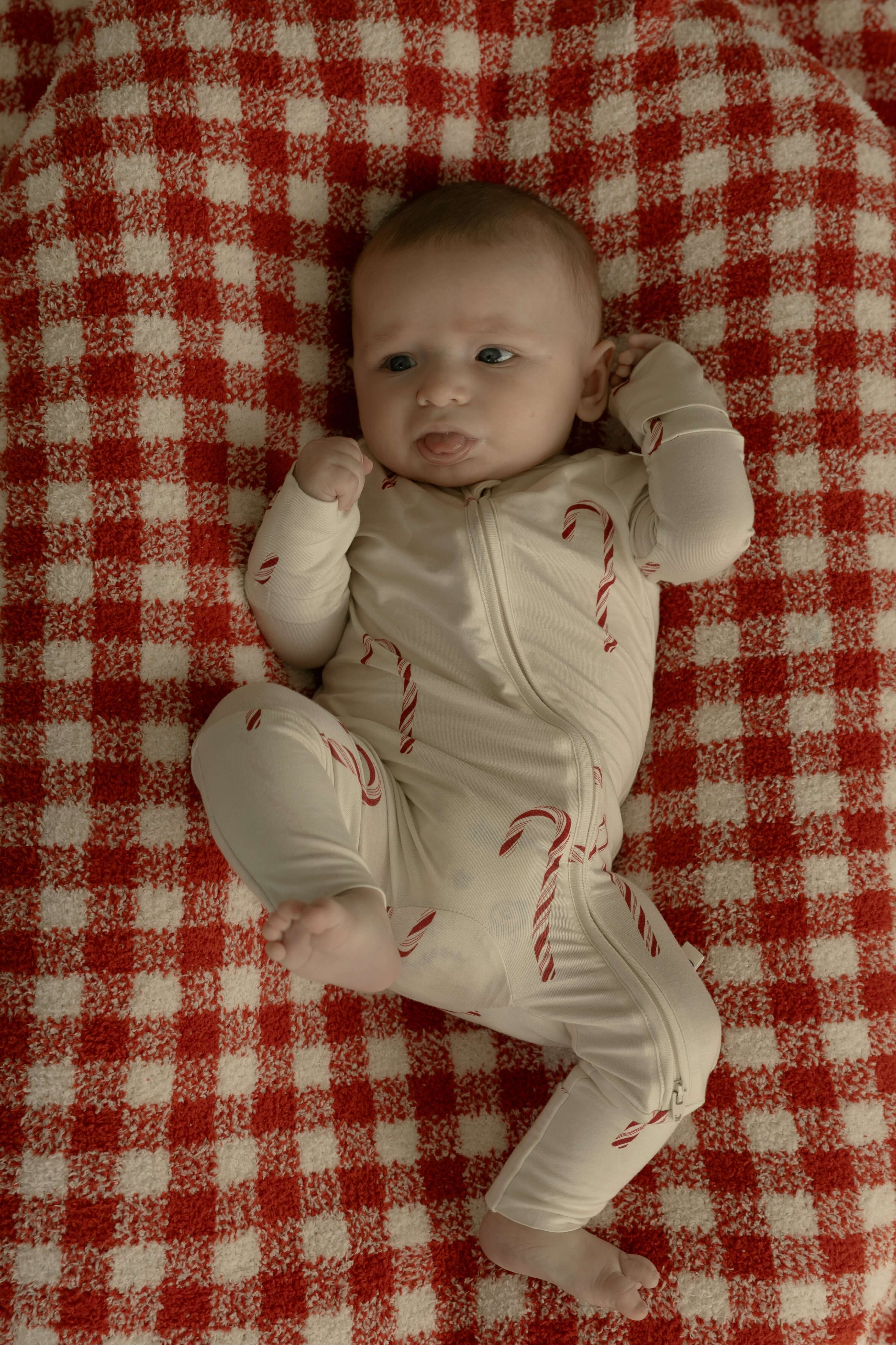 Bamboo Zip Pajamas | Candy Cane | Milk & Baby
