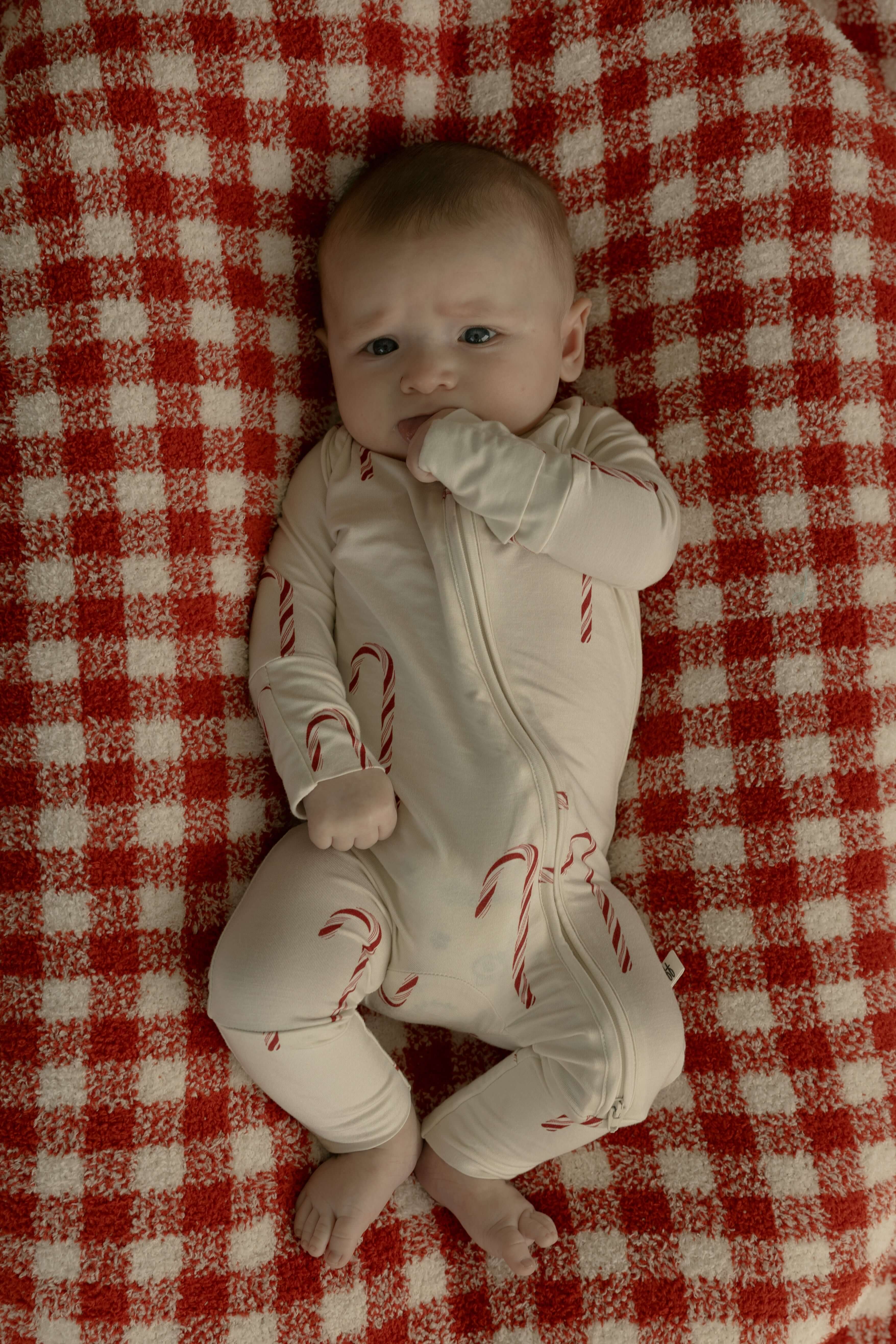 Bamboo Zip Pajamas | Candy Cane | Milk & Baby