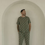 Santa Checkerboard | Men's Short Sleeve Bamboo Pajamas | Milk & Baby
