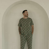 Santa Checkerboard | Men's Short Sleeve Bamboo Pajamas | Milk & Baby