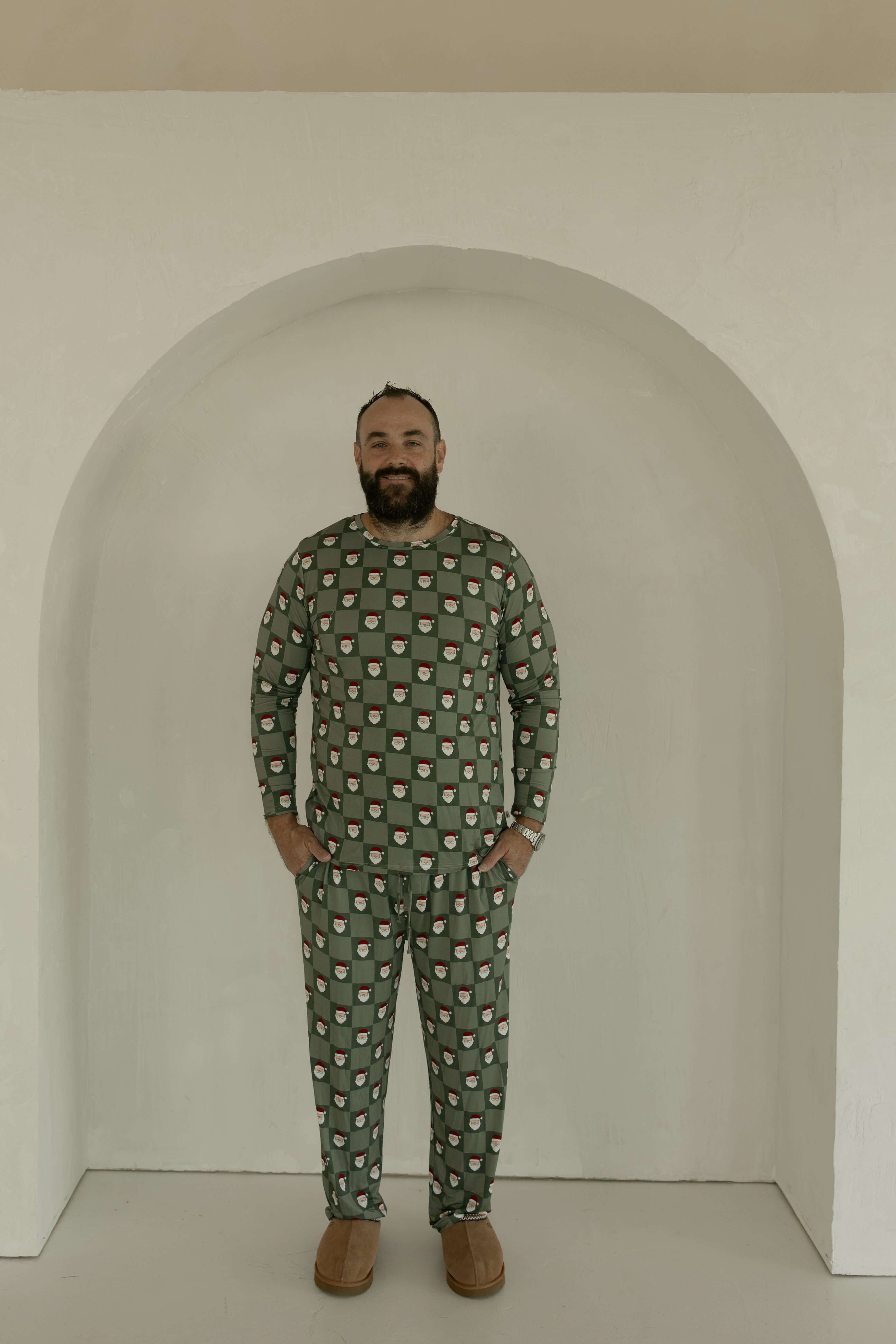 Santa Checkerboard | Men's Bamboo Pajamas | Milk & Baby