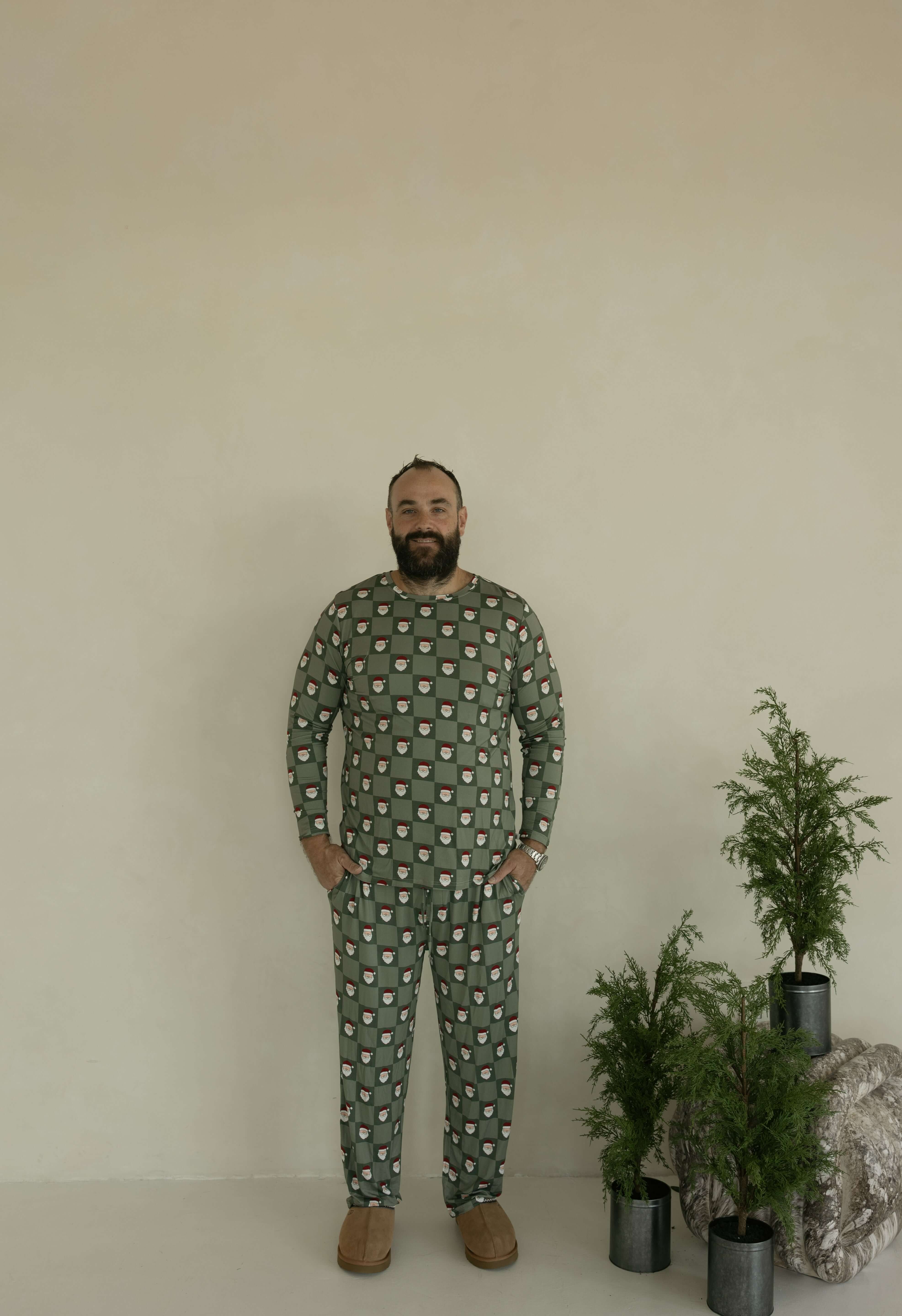 Santa Checkerboard | Men's Bamboo Pajamas | Milk & Baby