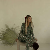 Santa Checkerboard | Women's Bamboo Pajamas | Milk & Baby