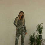 Santa Checkerboard | Women's Bamboo Pajamas | Milk & Baby