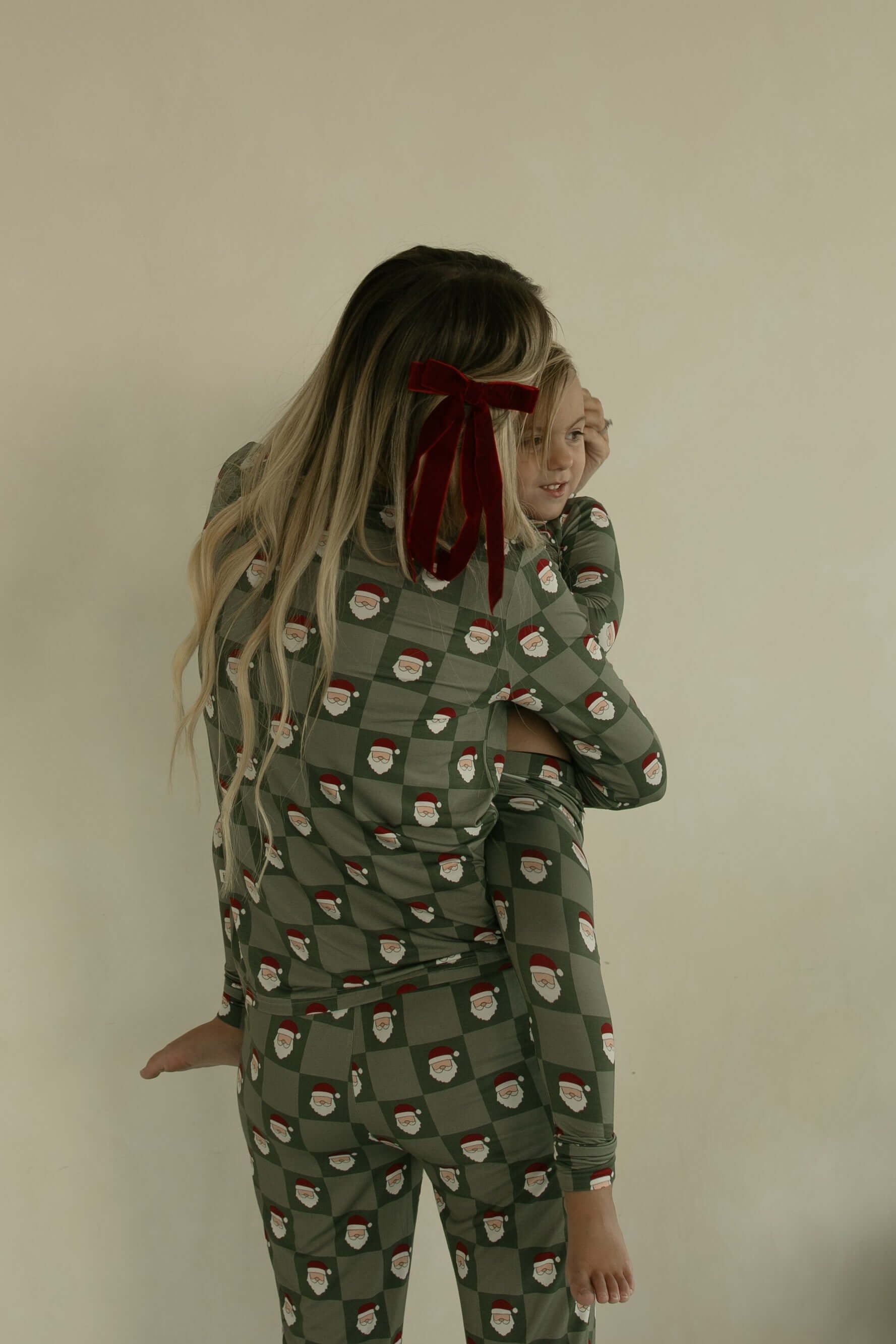Santa Checkerboard | Women's Bamboo Pajamas | Milk & Baby