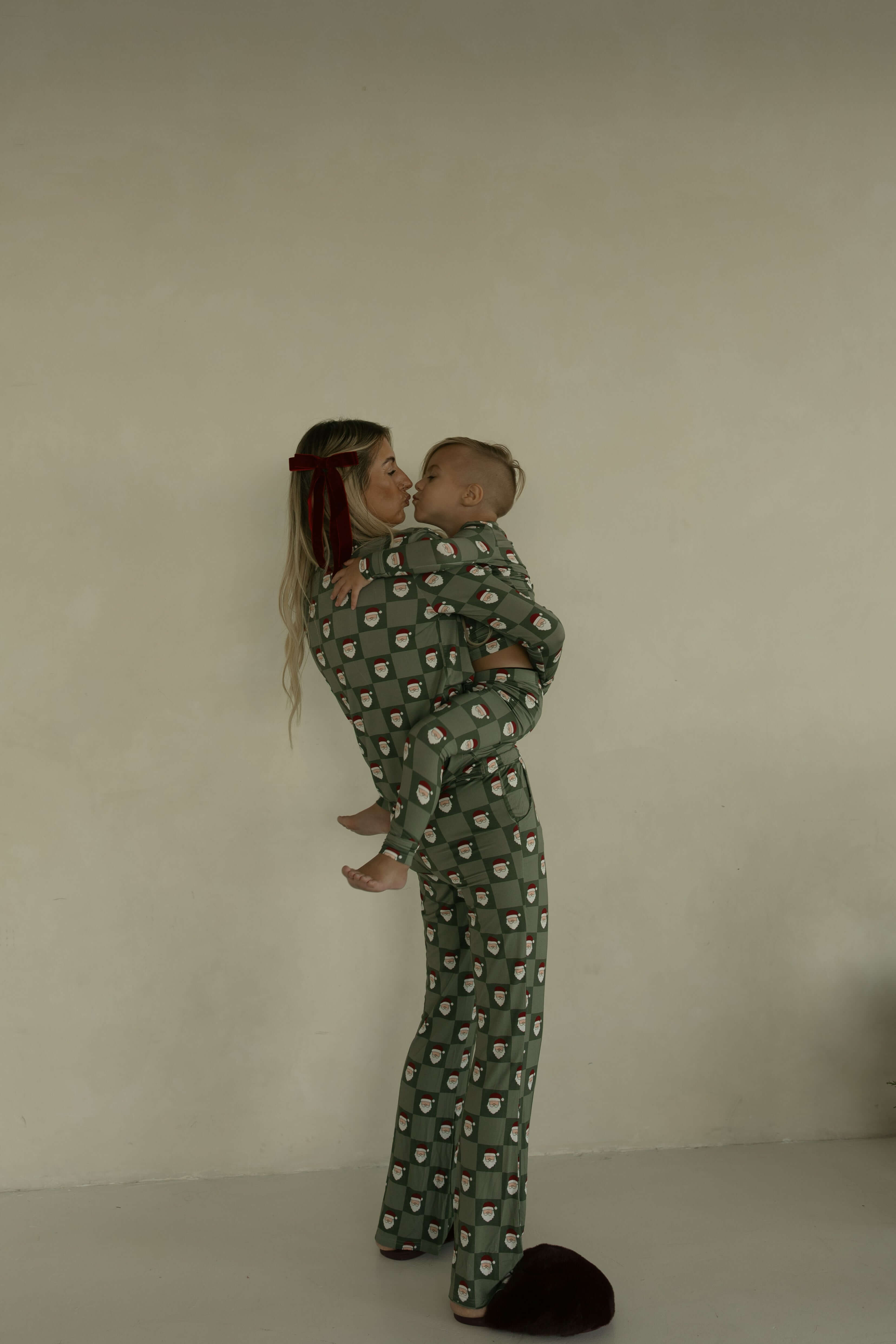 Santa Checkerboard | Women's Bamboo Pajamas | Milk & Baby