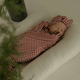 Bamboo Swaddle | Red Gingham | Milk & Baby