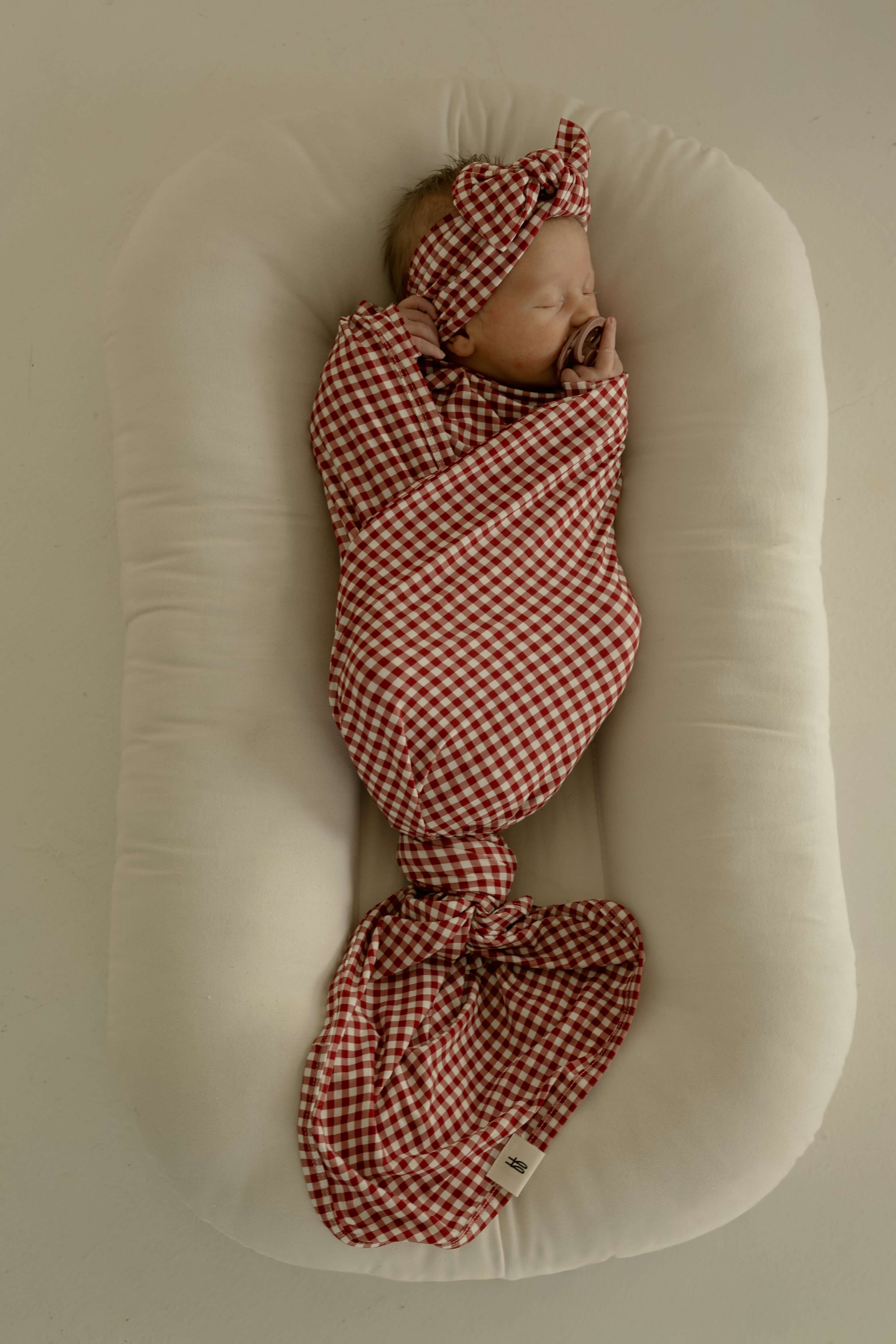 Bamboo Swaddle | Red Gingham | Milk & Baby