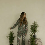 Santa Checkerboard | Long Sleeve Women's Bamboo Pajamas | Milk & Baby
