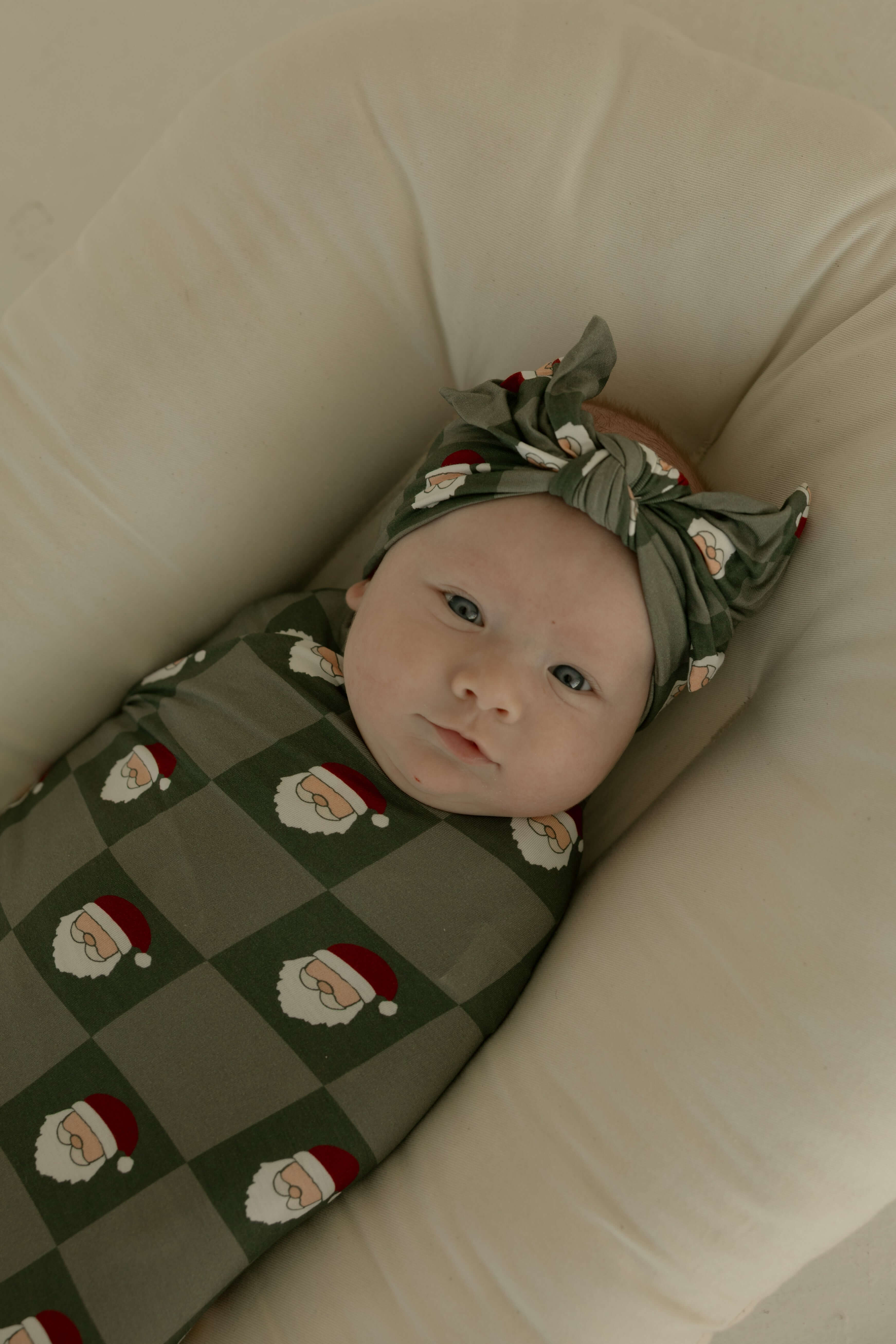 Santa Checkerboard | Bamboo Swaddle | Milk & Baby