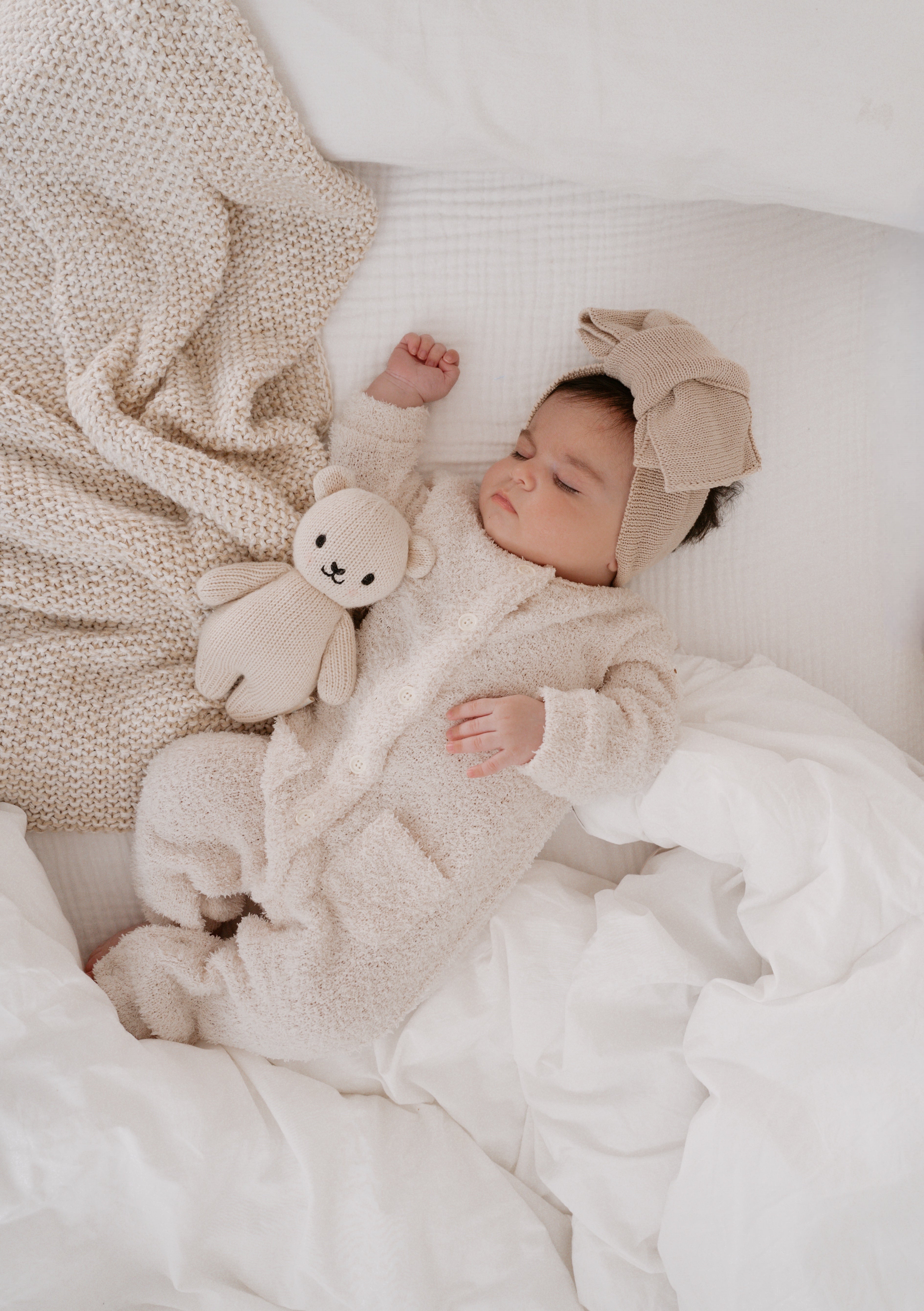 Luna + Luca Cozy Teddy Pocket Jumpsuit Cream