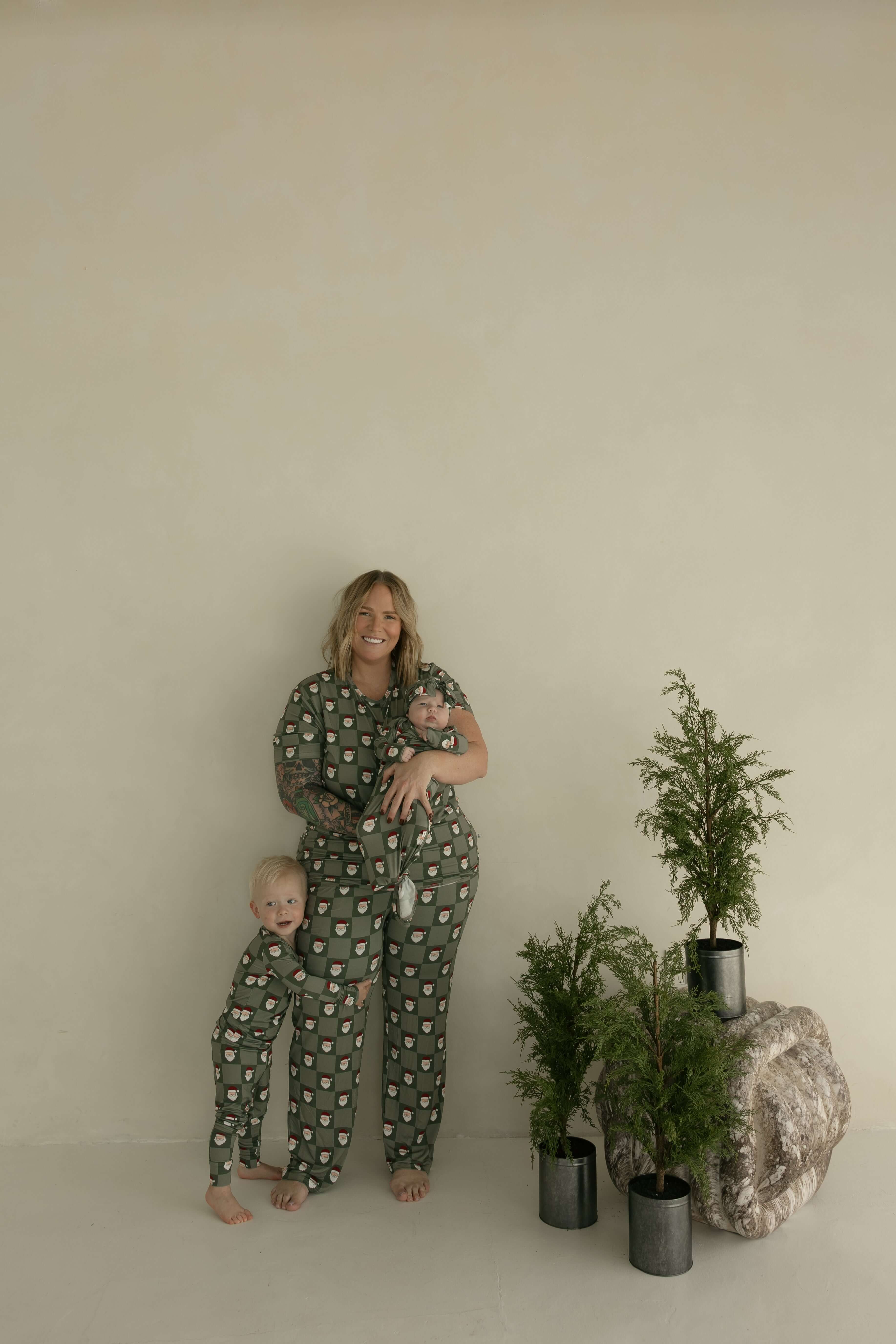 Santa Checkerboard | Bamboo Knotted Gown | Milk & Baby