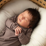 Cocoa Ribbed Knotted Newborn Baby Gown