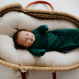 Forest Green Knotted Newborn Baby Gown