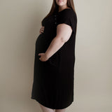 Black Ribbed Labor & Delivery Gown | Epidural & Nursing