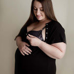 Black Ribbed Labor & Delivery Gown | Milk & Baby