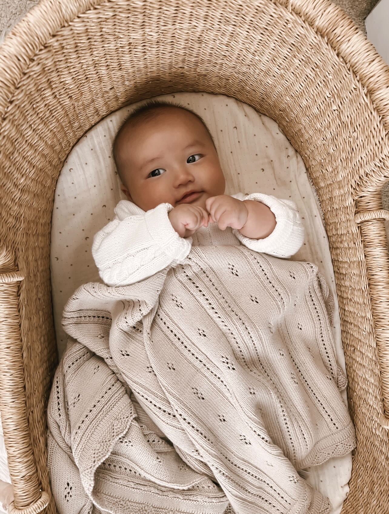 Pointelle Baby Blanket - Beige | Milk & Baby
