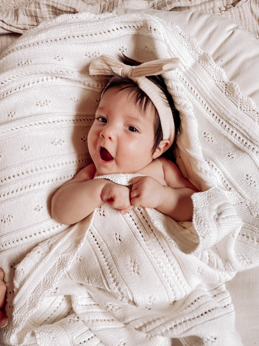 Bring Me Home Pointelle Baby Blanket | White | Milk & Baby