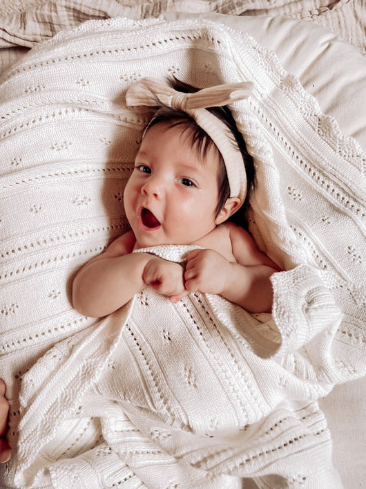 Bring Me Home Pointelle Baby Blanket | White Milk & Baby