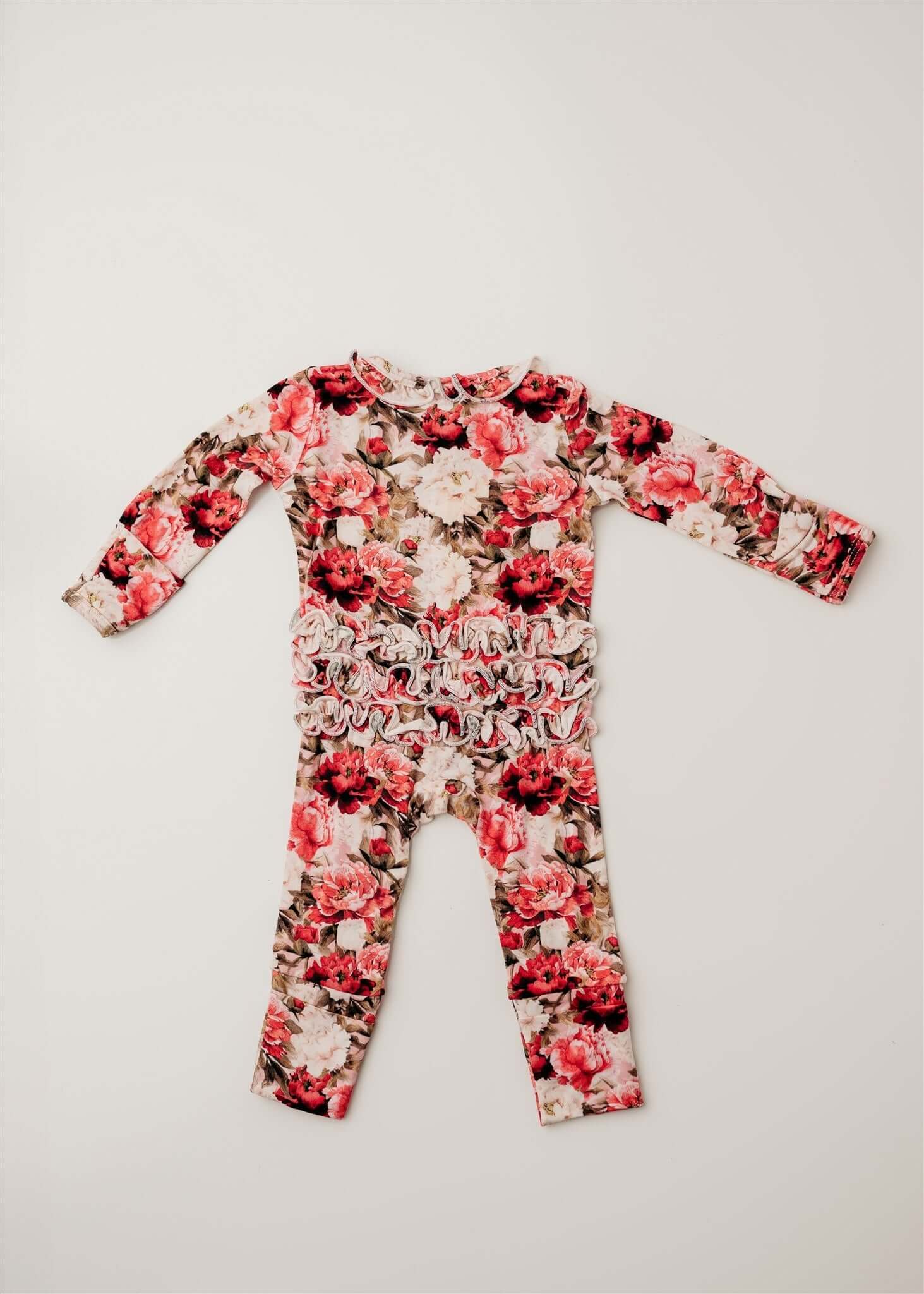 Crimson Bloom Footie | Milk & Baby