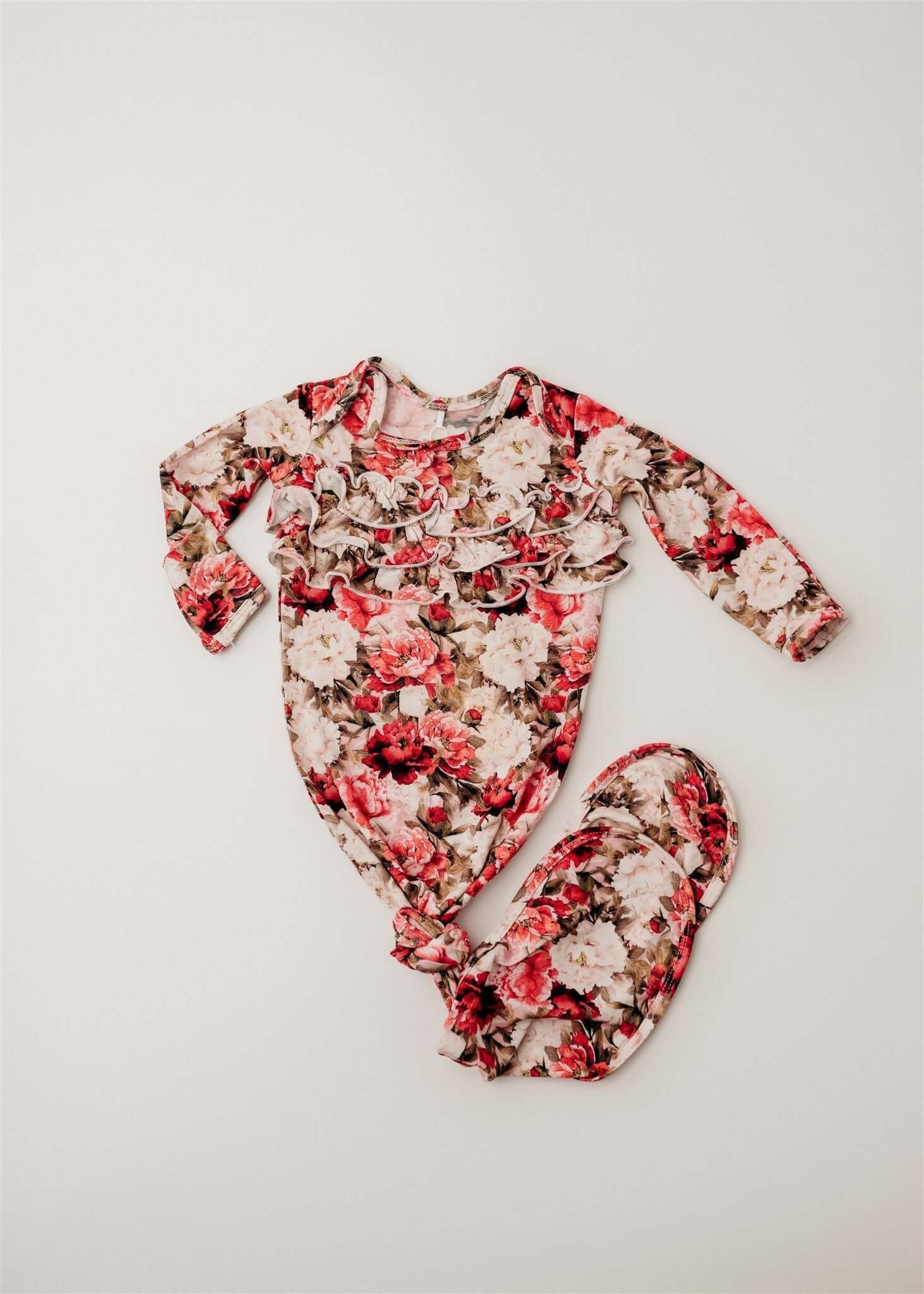Crimson Bloom Knot Gown | Milk & Baby