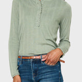 Ava Crochet Trim Pointelle Henley Top