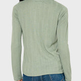 Ava Crochet Trim Pointelle Henley Top