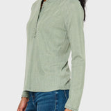 Ava Crochet Trim Pointelle Henley Top