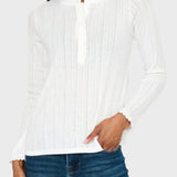 Ava Crochet Trim Pointelle Henley Top