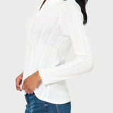 Ava Crochet Trim Pointelle Henley Top