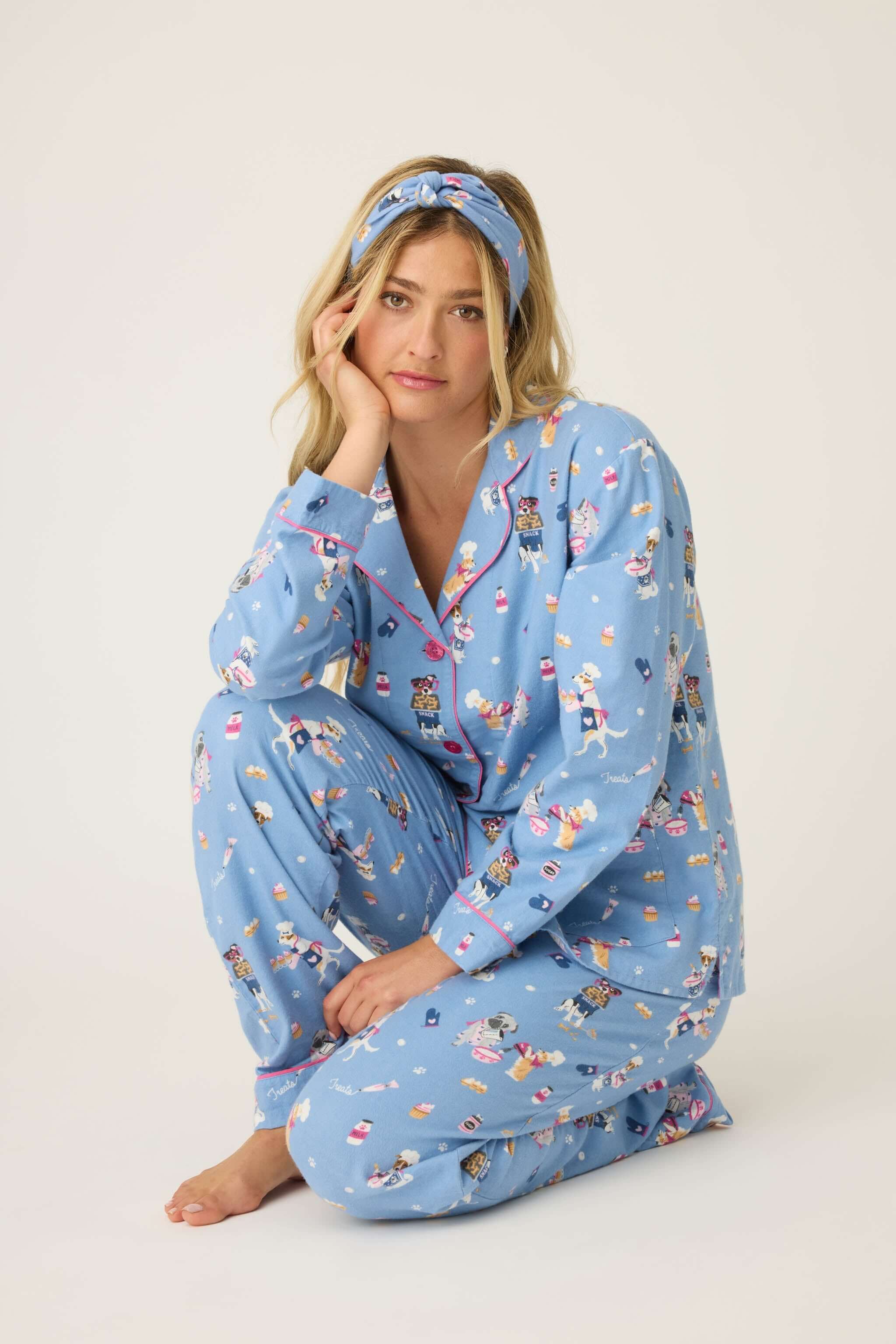 Baked Woof Love Dog Print Flannel PJ Set | Milk & Baby