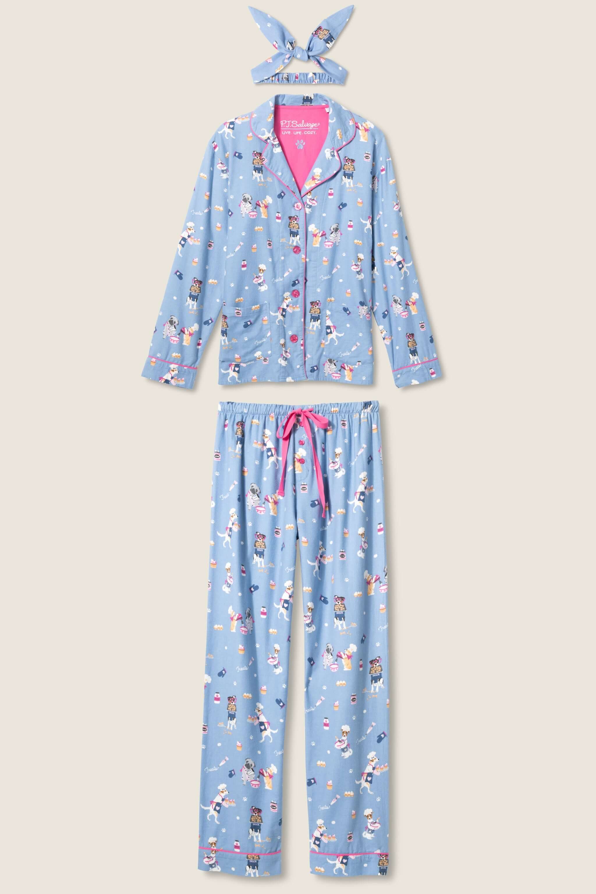 Baked Woof Love Dog Print Flannel PJ Set | Milk & Baby