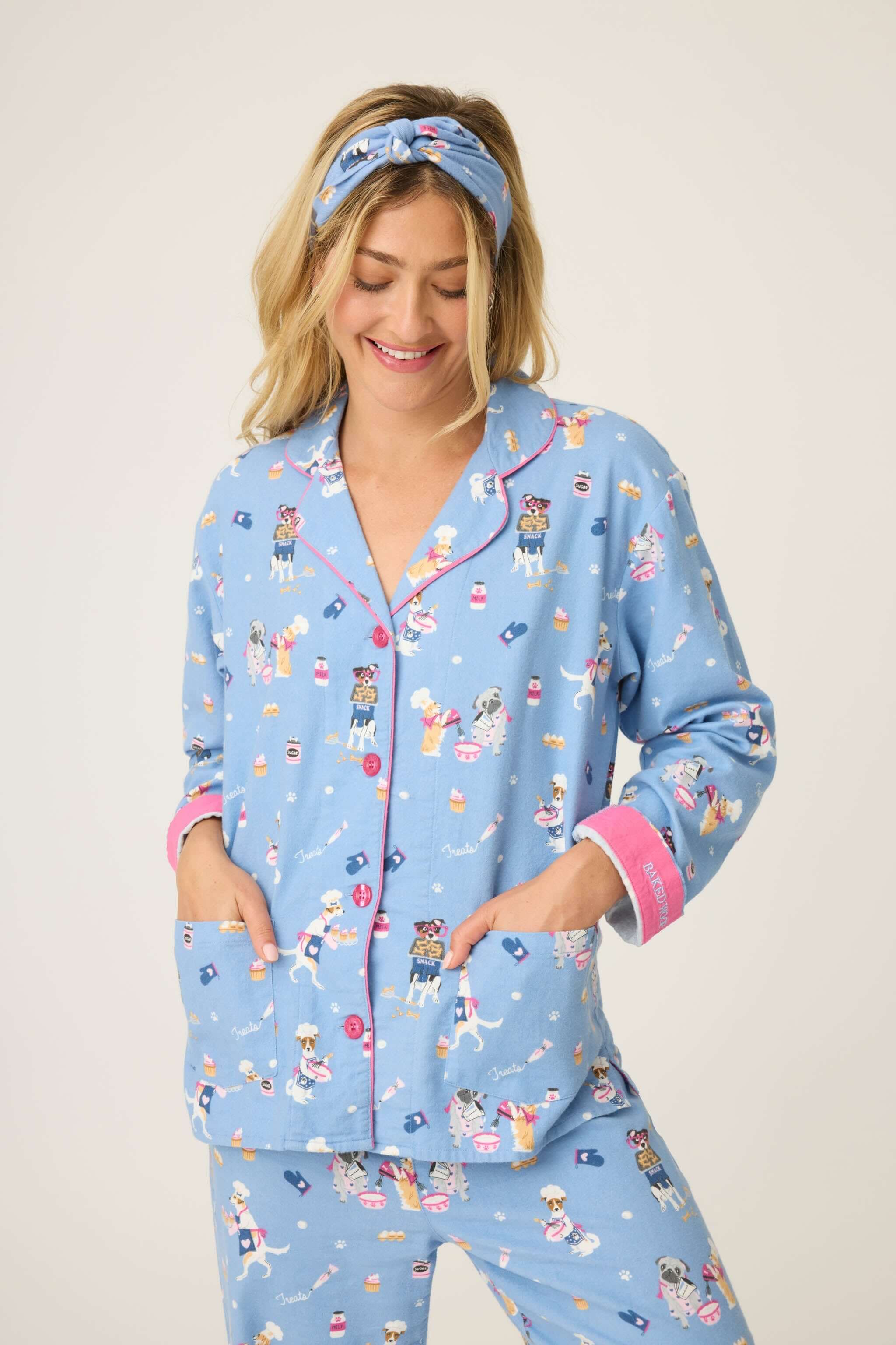 Baked Woof Love Dog Print Flannel PJ Set | Milk & Baby